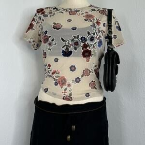 Floral Sheer Mesh Tee Shirt